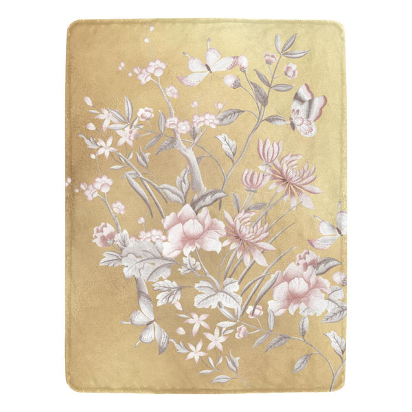 Castlefield Design Chinoiserie Gold Throw Blanket