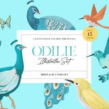 Odilie Birds & Butterflies Illustration Set