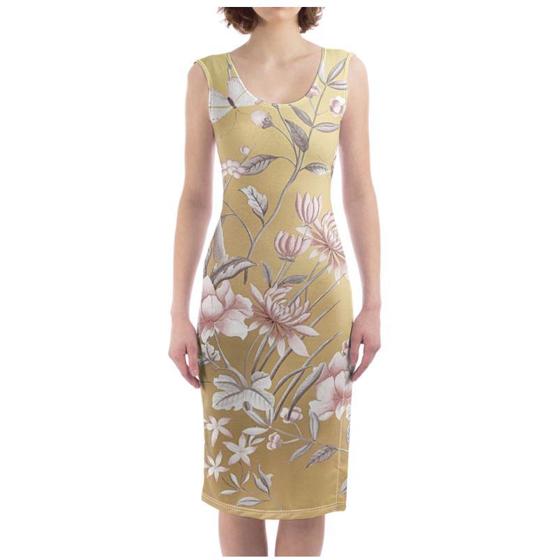 Castlefield Design Chinoiserie Gold Bodycon Dress