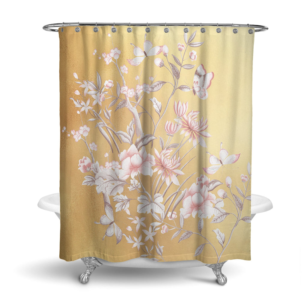 Castlefield Design Chinoiserie Gold Shower Curtain