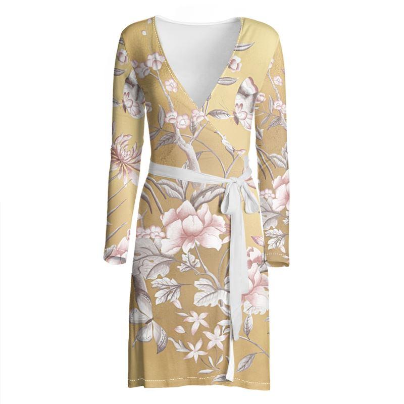 Castlefield Design Chinoiserie Gold Wrap Dress
