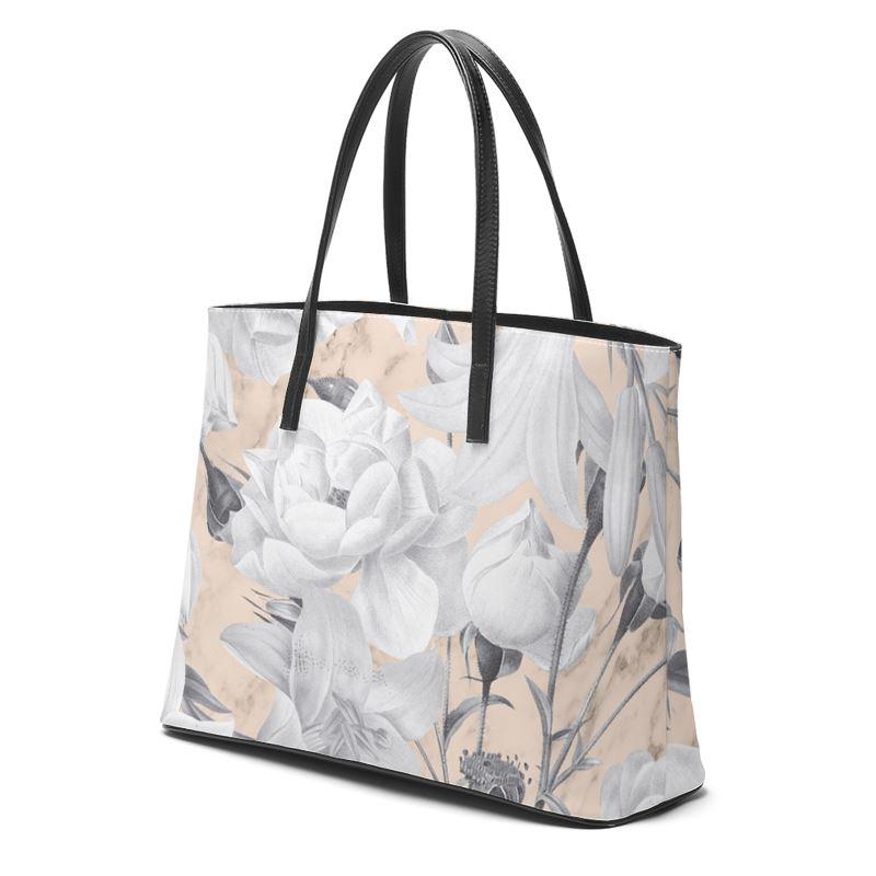 Castlefield Design Marble Floral Leather Tote