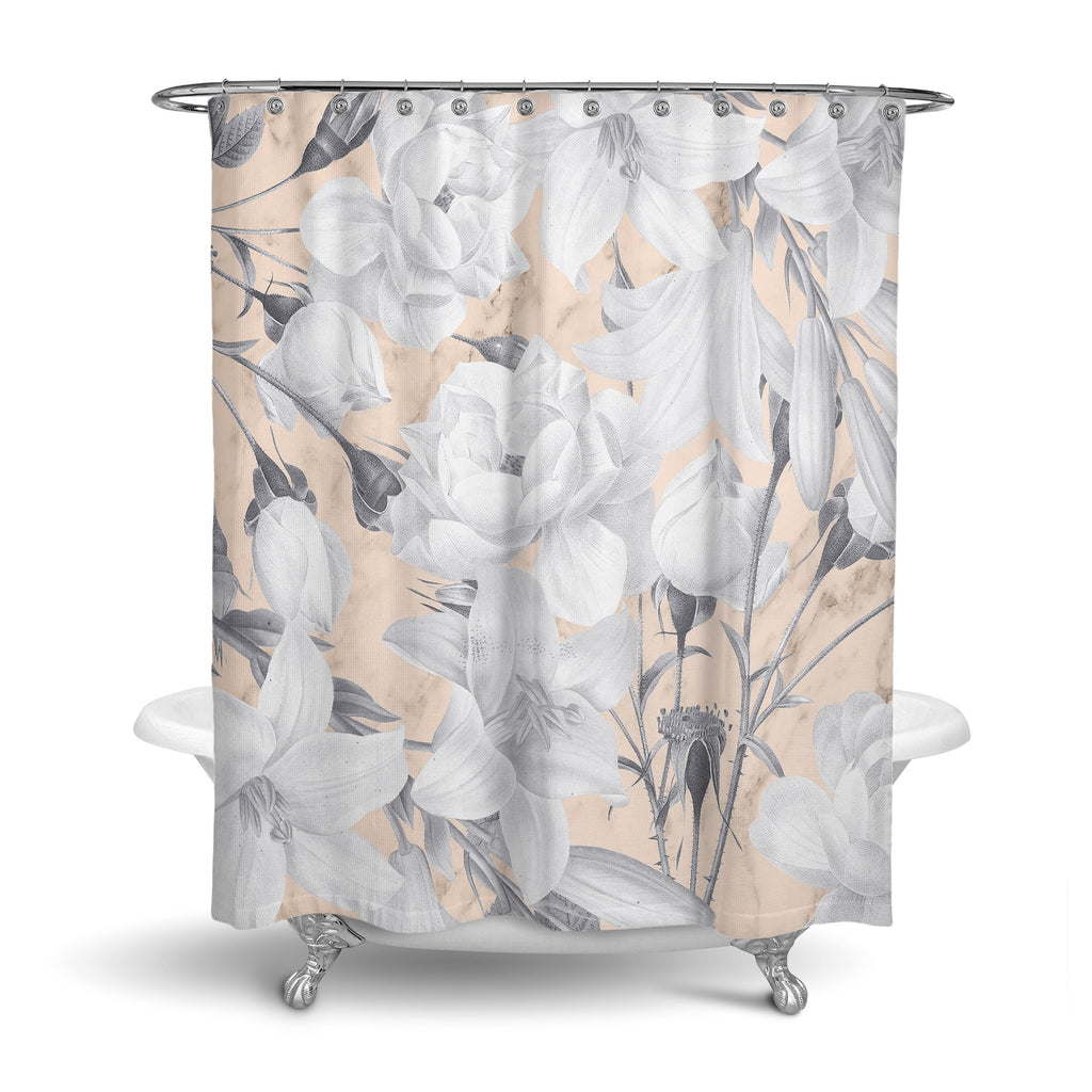 Castlefield Design Marble Floral Shower Curtain