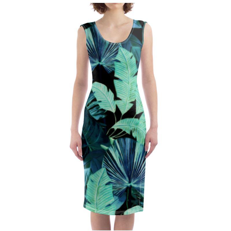 Castlefield Design Tropical Leaf Bodycon Dress