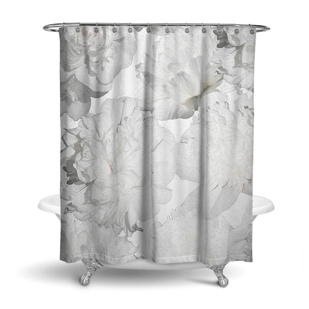 Castlefield Design White Peonies Shower Curtain