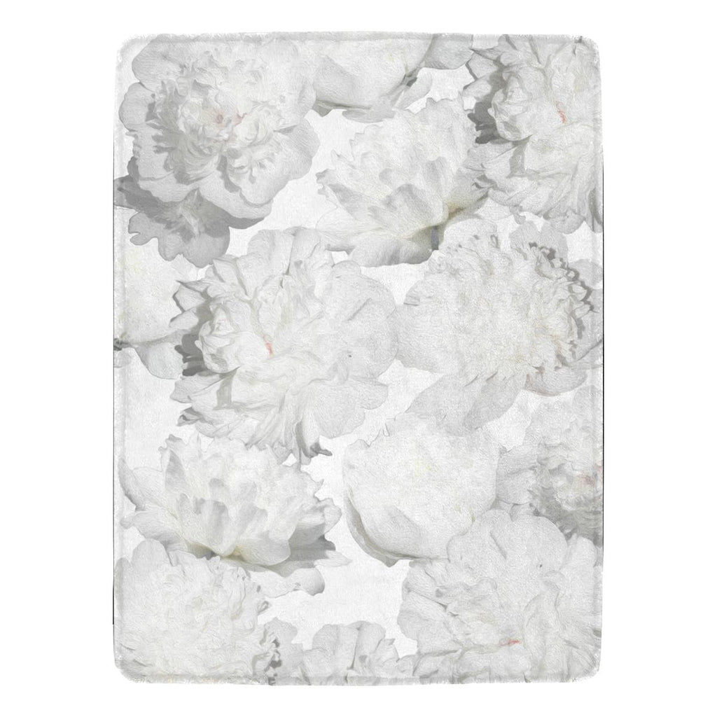 Castlefield Design White Peonies Throw Blanket