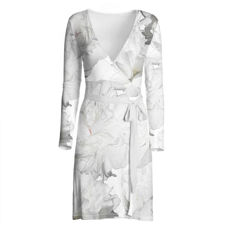 Castlefield Design White Peonies Wrap Dress